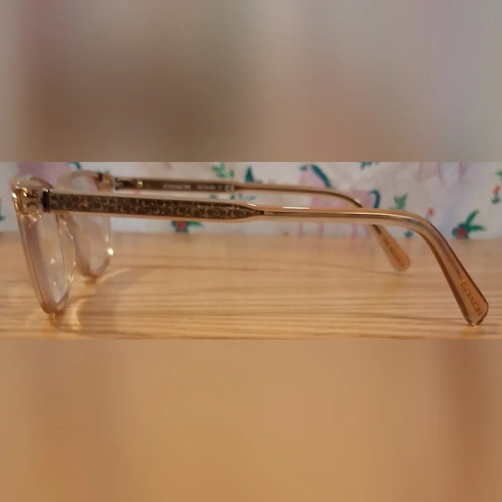 EUC Y2K Coach HC6143 Transparent Champagne Logo Glasses Reading Frames